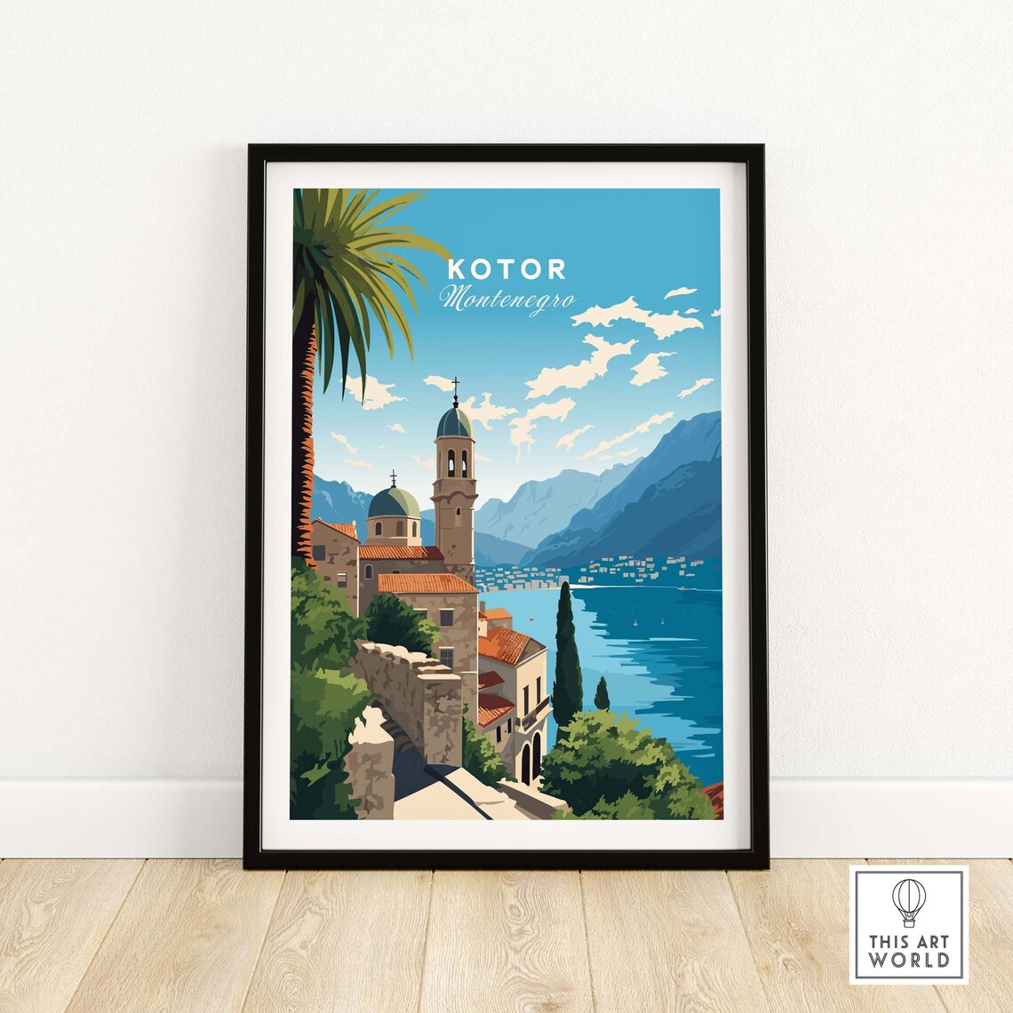 Adriatic Kotor Montenegro Bay Old Town Church Towers View Poster