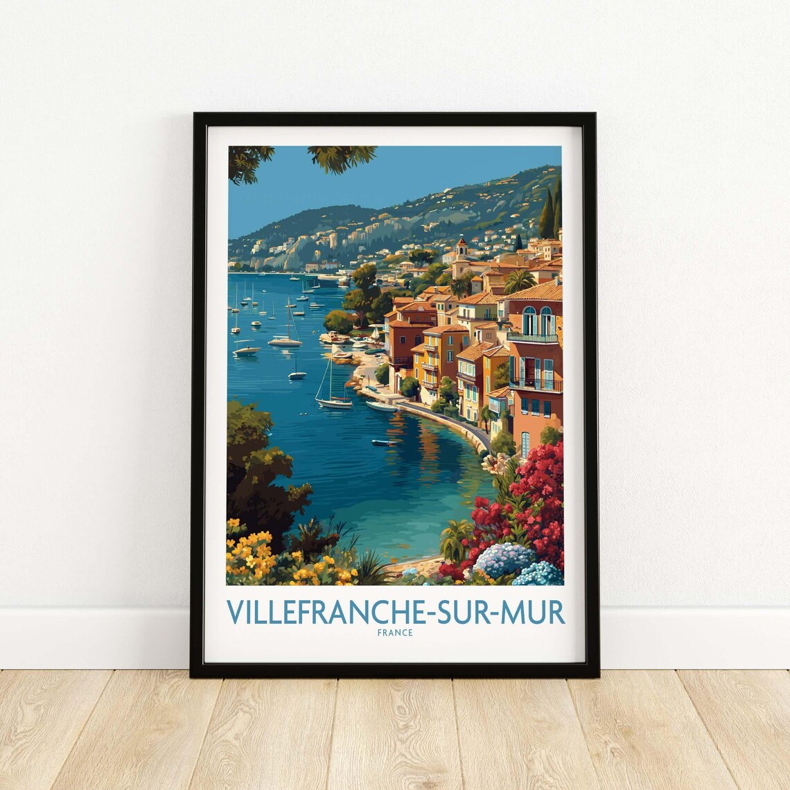 Villefranche-sur-Mer Coastal Print, French Riviera Decor