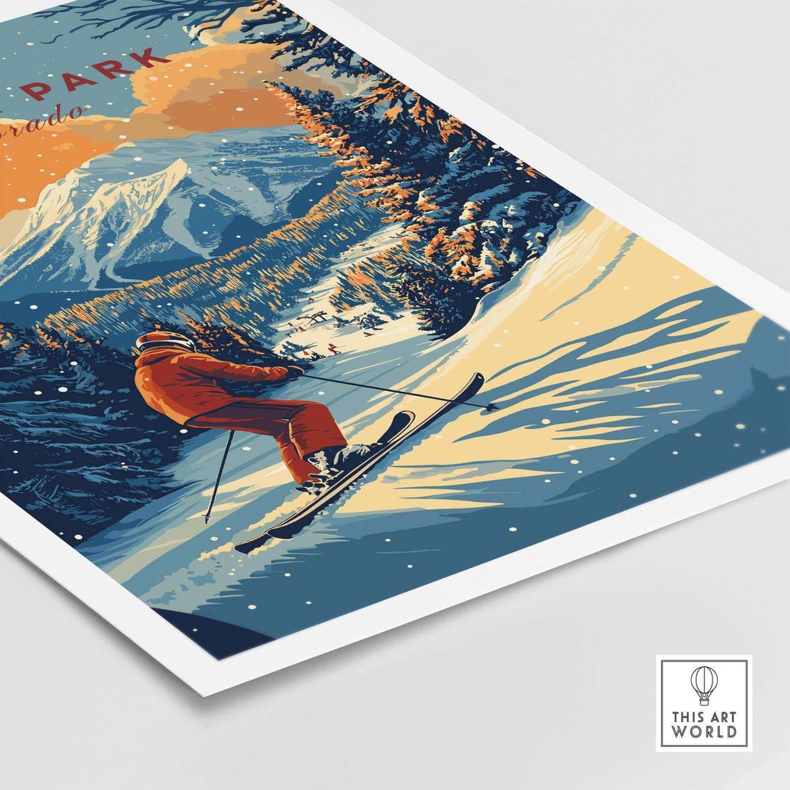 Winter Sports Gift for Skier, Mountain Cabin Decor - Image 5