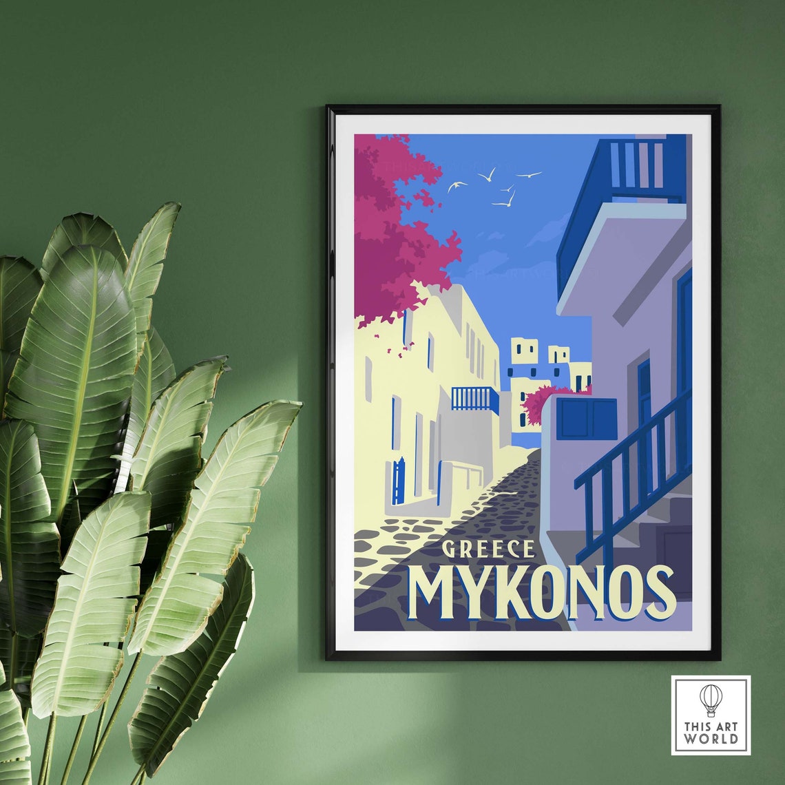 Mykonos Travel Poster, Greek Home Decor - Image 2