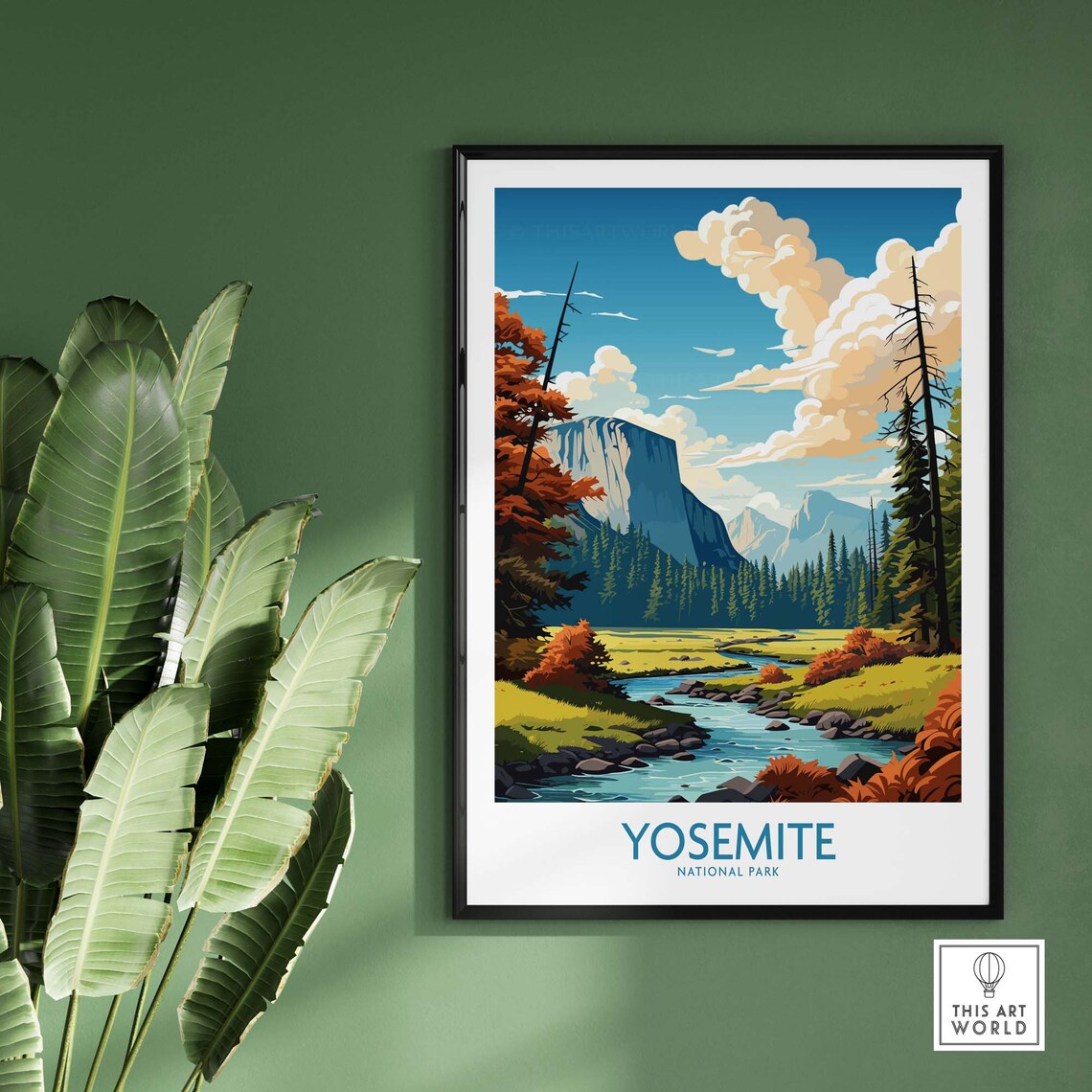 Yosemite National Park Granite Valley Winding Creek Autumn Scene Poster - Image 2