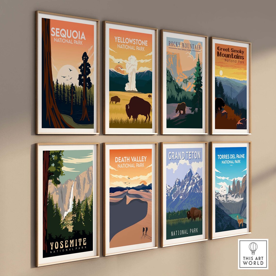 Yellowstone National Park Travel Poster, Wyoming Bison - Image 3