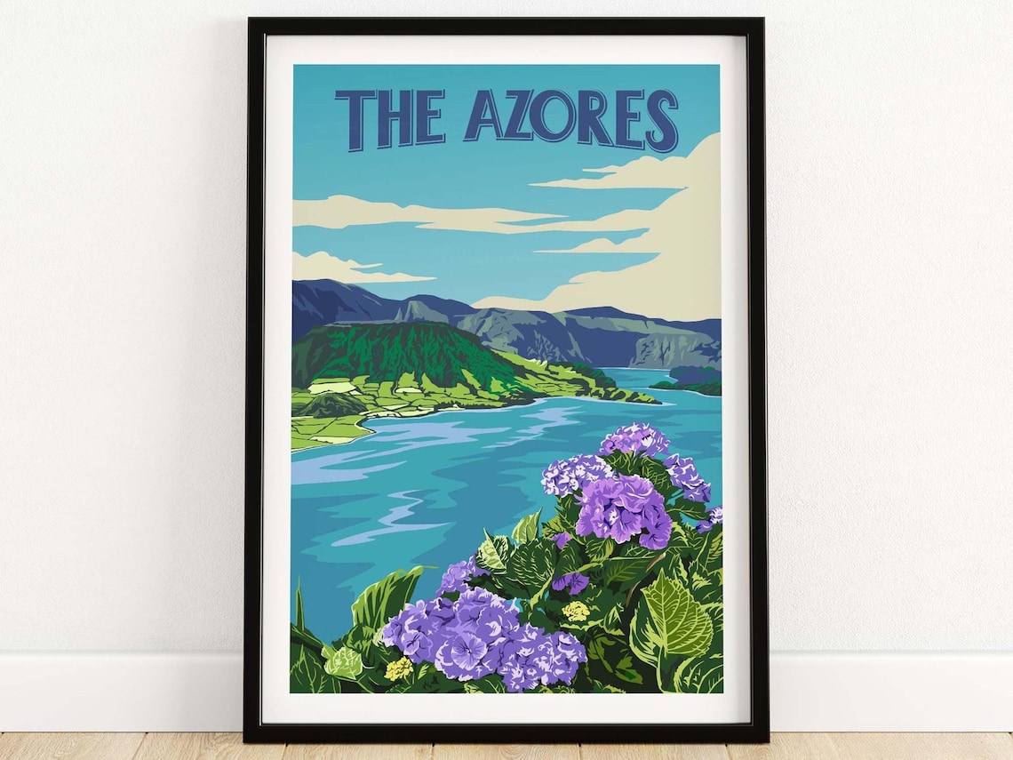 Azores Travel Poster, Portugal Travel Poster