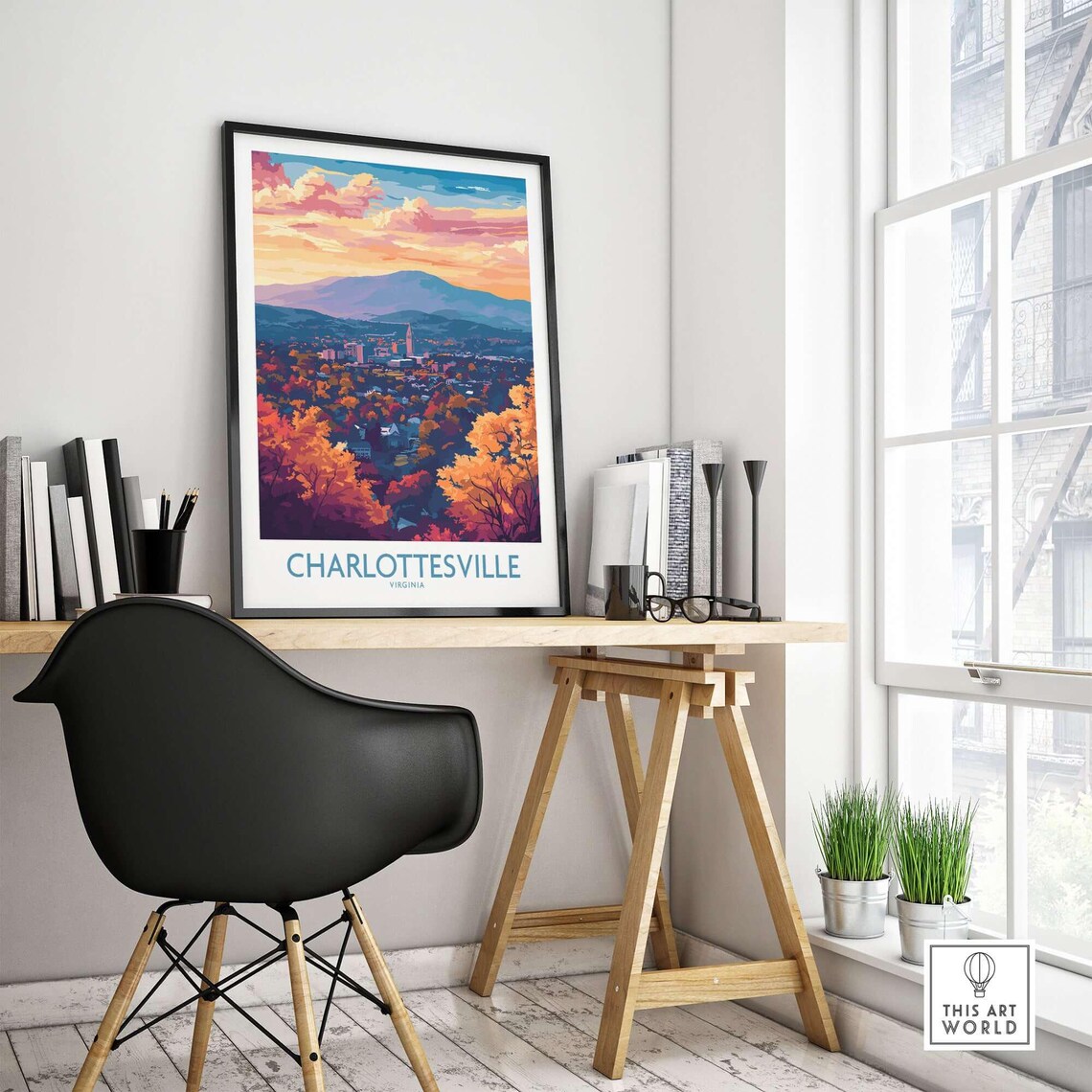 Charlottesville Virginia Travel Poster, Cityscape - Image 4