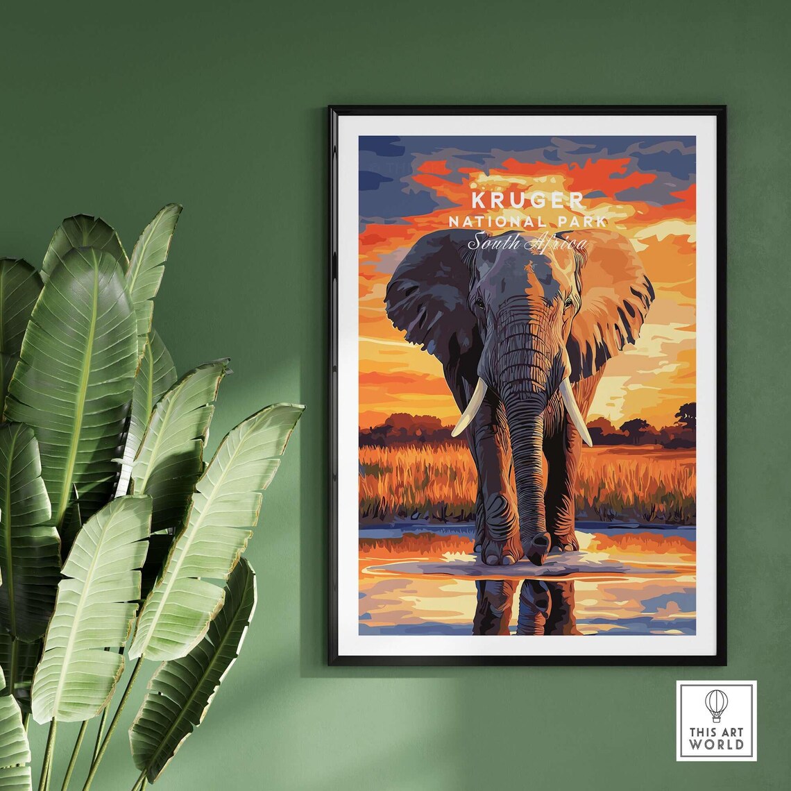 Kruger Park Travel Poster, South Africa Elephant - Image 2