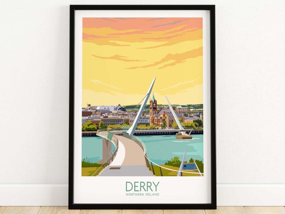 Derry Travel Poster, Northern Ireland Wall Art