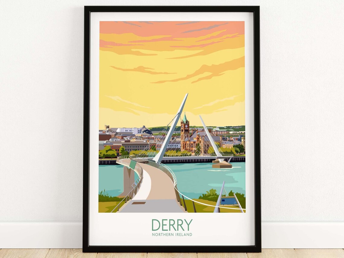 Derry Travel Poster, Northern Ireland Wall Art