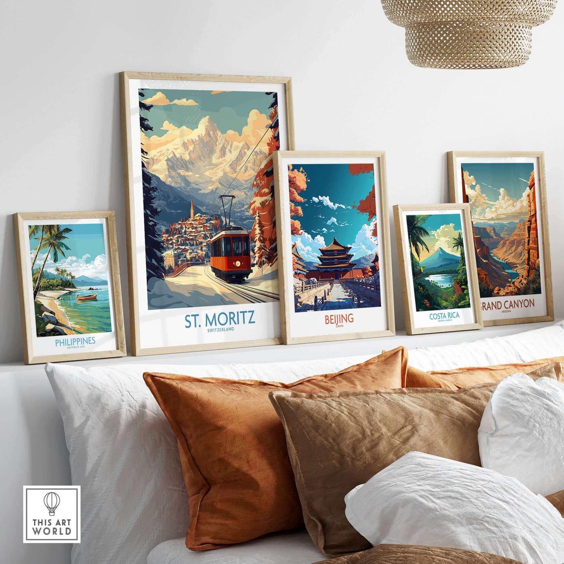 St Moritz Ski Art Print, Ski Lodge Decor - Image 3