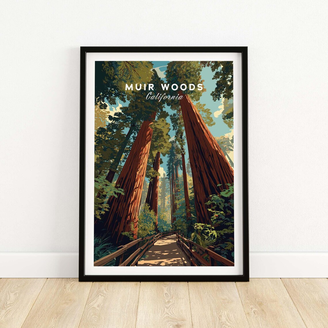 Muir Woods Redwood Forest Trail Art Print, Nature Scene