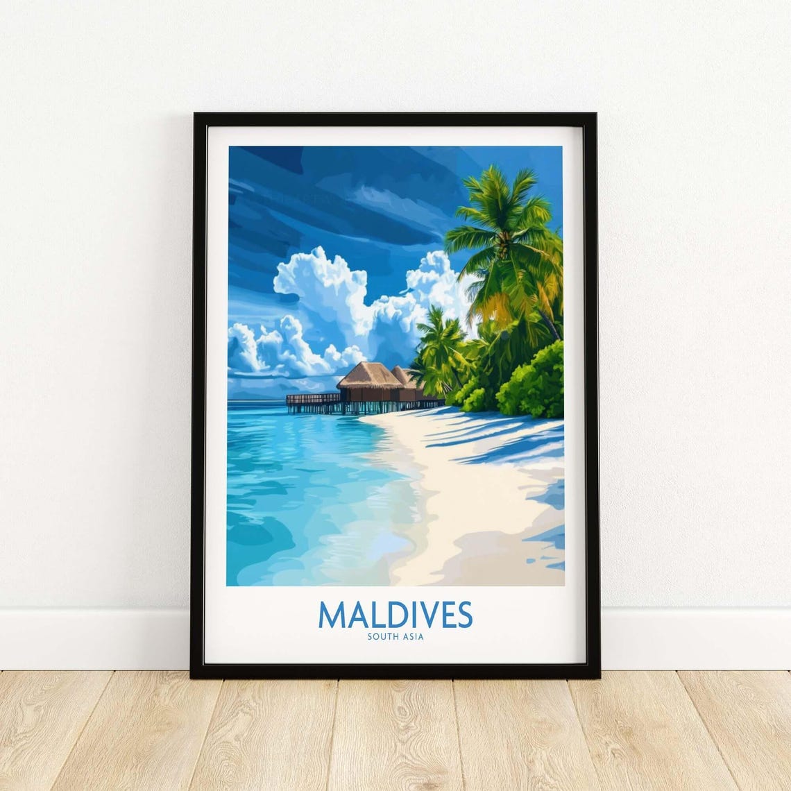 Maldives Tropical Beach Illustration, Wall Art Print - Image 5