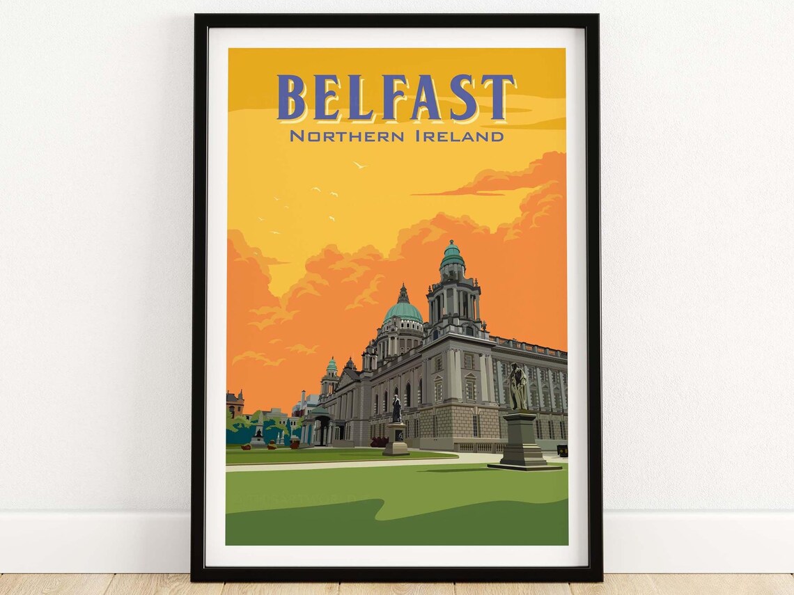 Belfast Travel Poster, Northern Ireland Wall Art