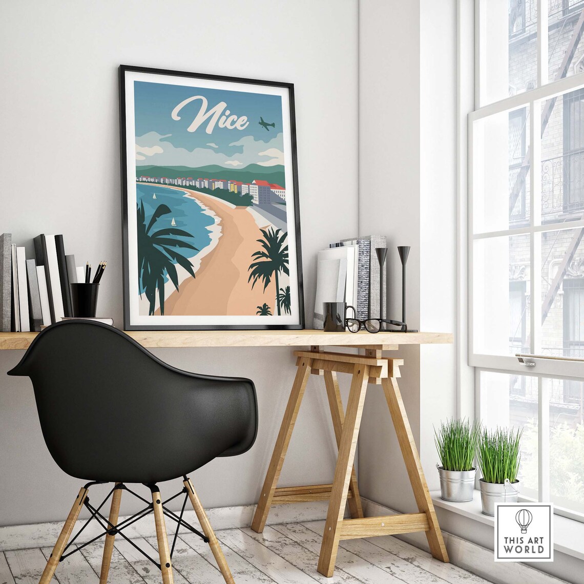 Nice France Skyline Poster, Retro Travel Art Print - Image 4