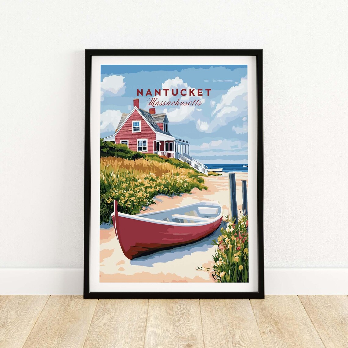 Nantucket Art Print, Massachusetts Living Room Decor