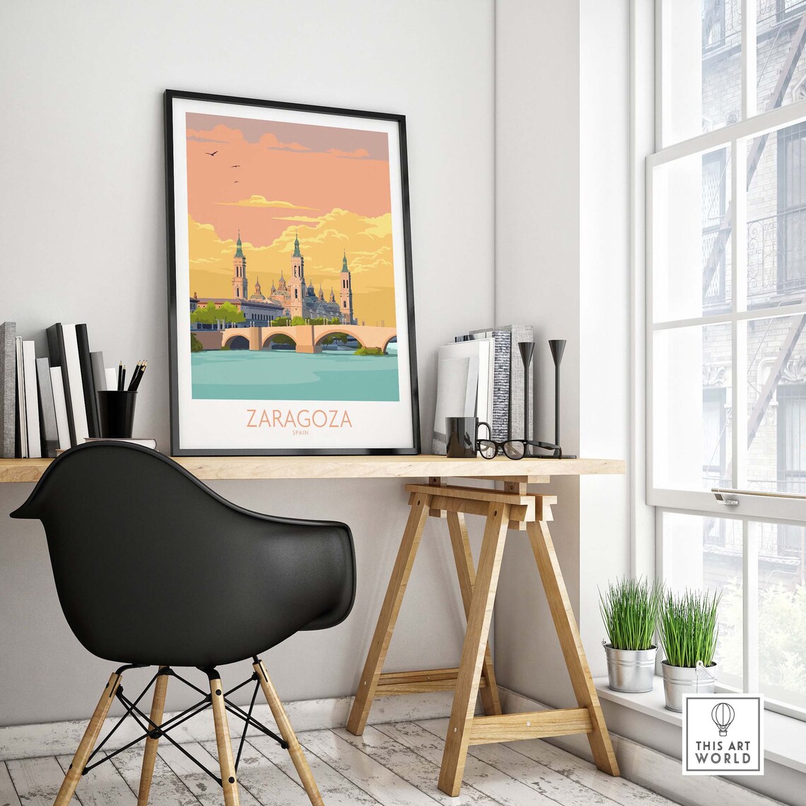 Zaragoza Spain Travel Poster, City Wall Decor - Image 4