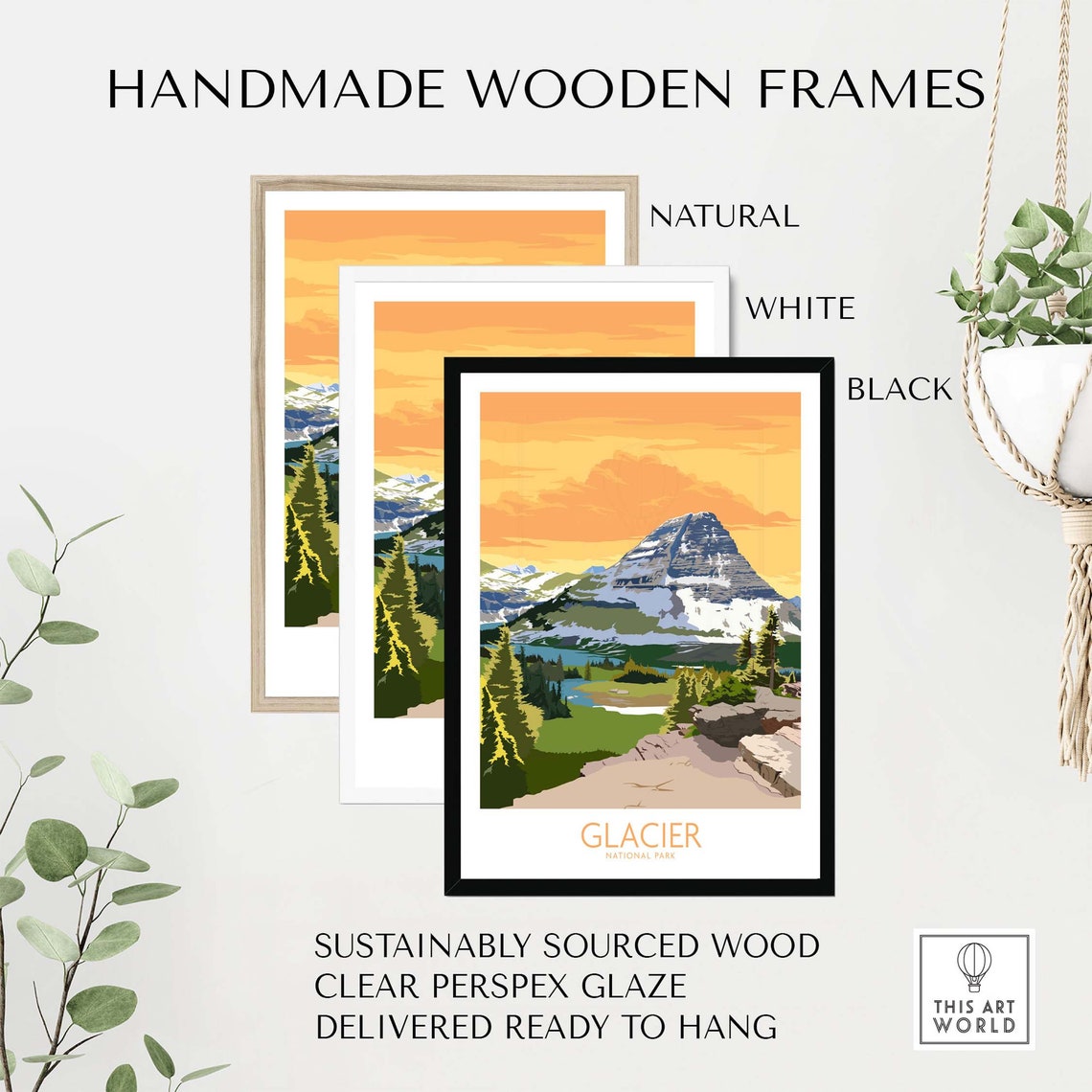 Glacier National Park Sunset Peak Alpine Meadow Travel Poster - Image 2
