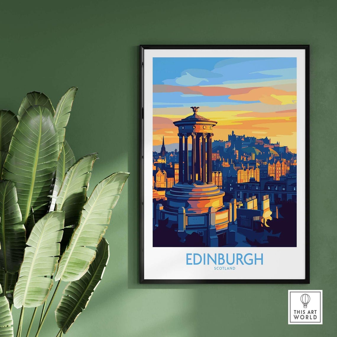Edinburgh Scotland Sunset Skyline Monument Vintage Travel Poster - Image 2