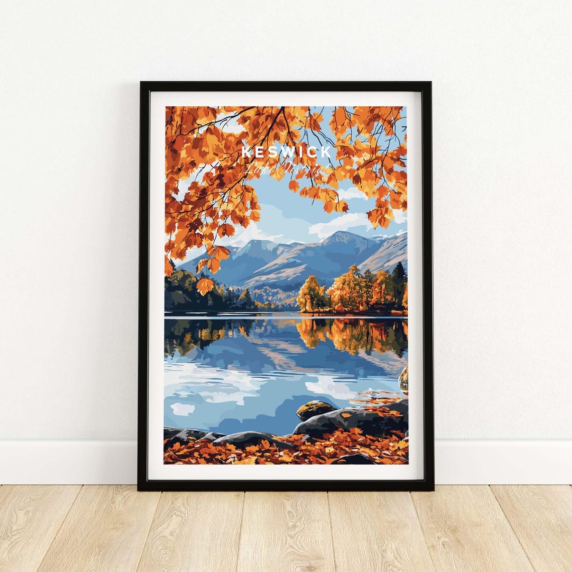 Keswick Travel Poster, Lake District Landscape