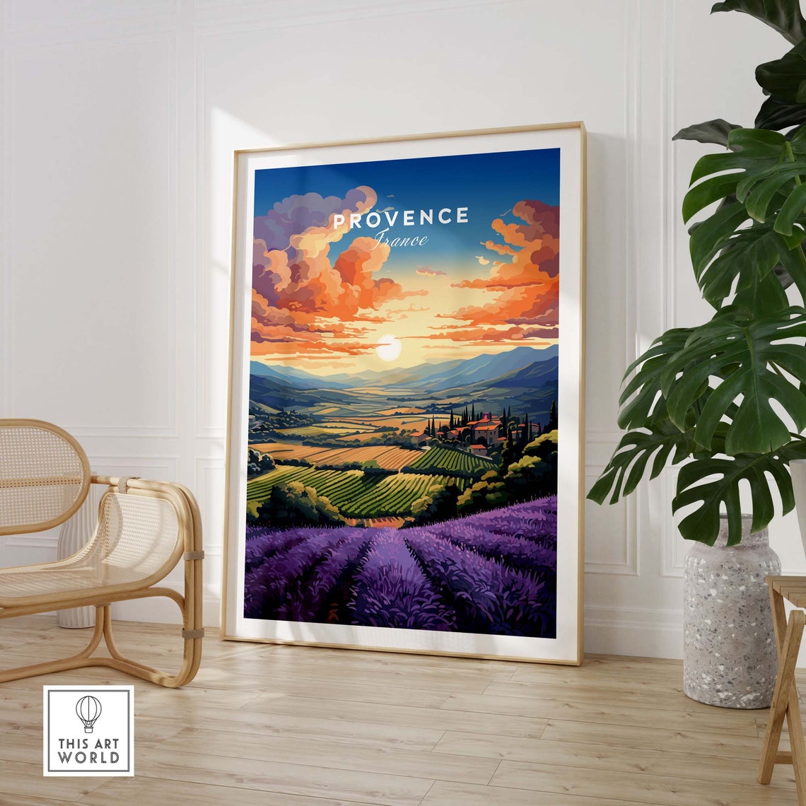 Provence France Lavender Fields Rolling Vineyard Sunset Poster - Image 3