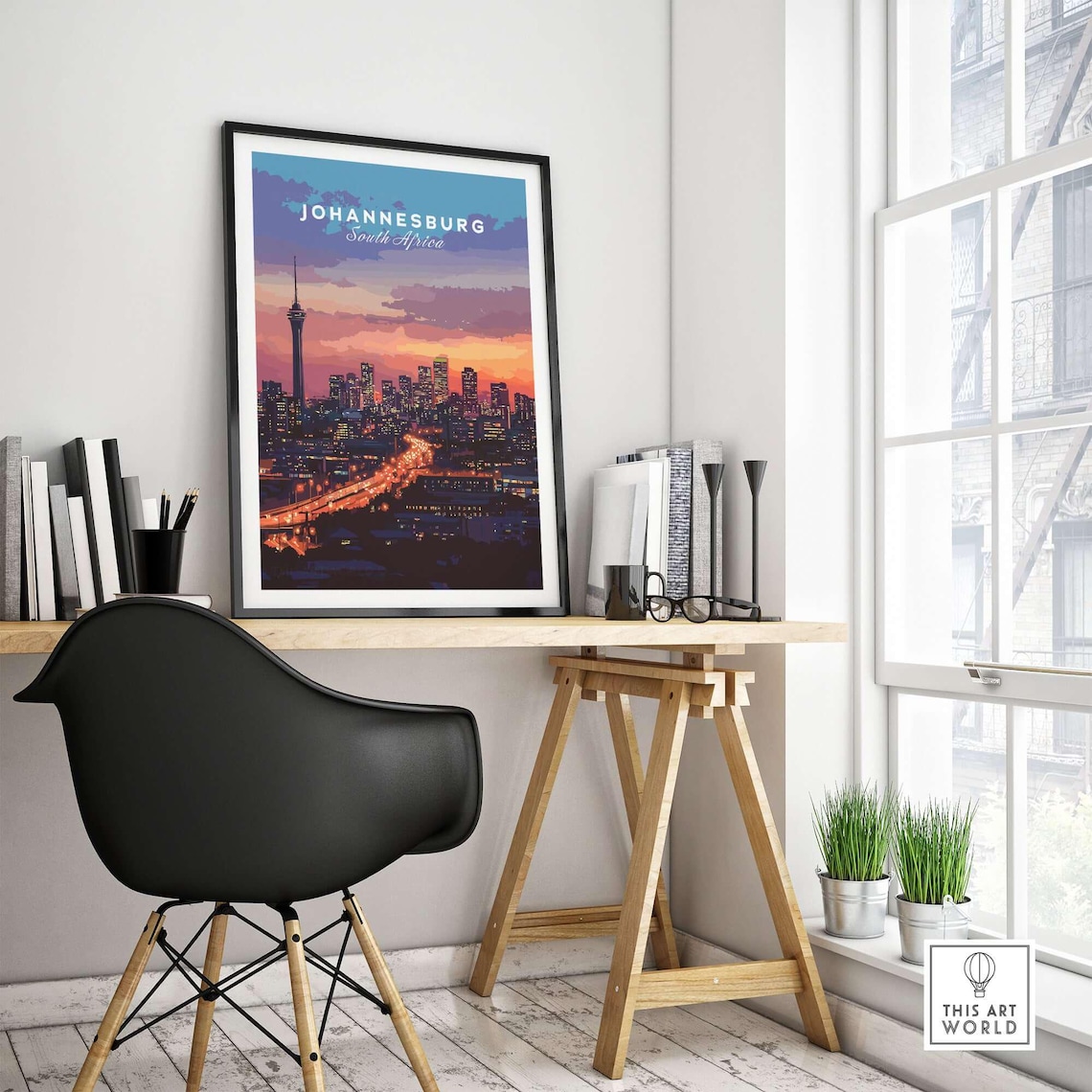 South Africa Skyline, Joburg at Night Art Print - Image 4