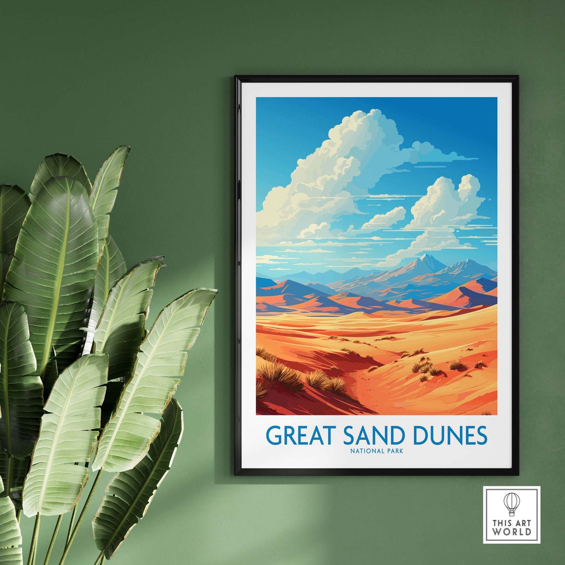 Great Sand Dunes National Park Golden Dunes Mountain Cloud Sky Poster - Image 2