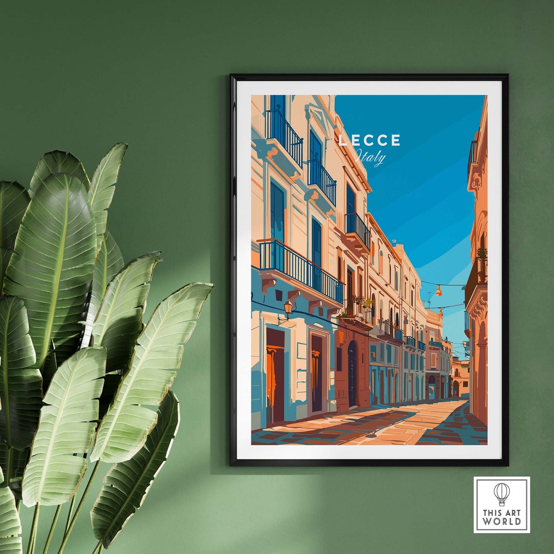 Lecce Italy Sunlit Baroque Street Balconies Apulia Architecture Poster - Image 2