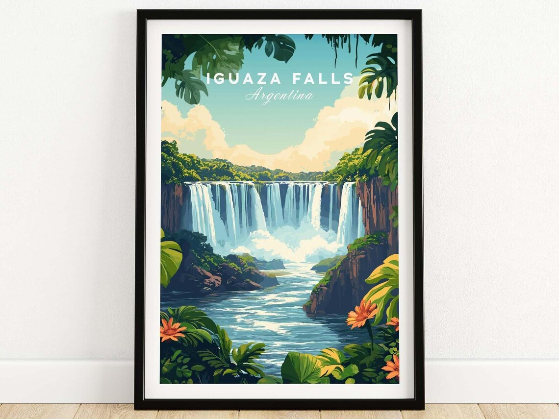 Iguazu Falls Travel Poster, Argentina Landscape Print