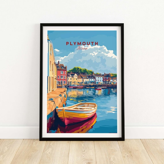 Plymouth Travel Poster, Devon Housewarming Gift