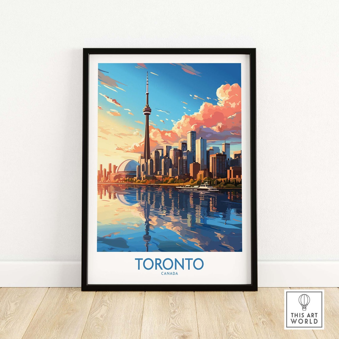 Toronto Sunset Skyline CN Tower Waterfront Reflection Canada Poster