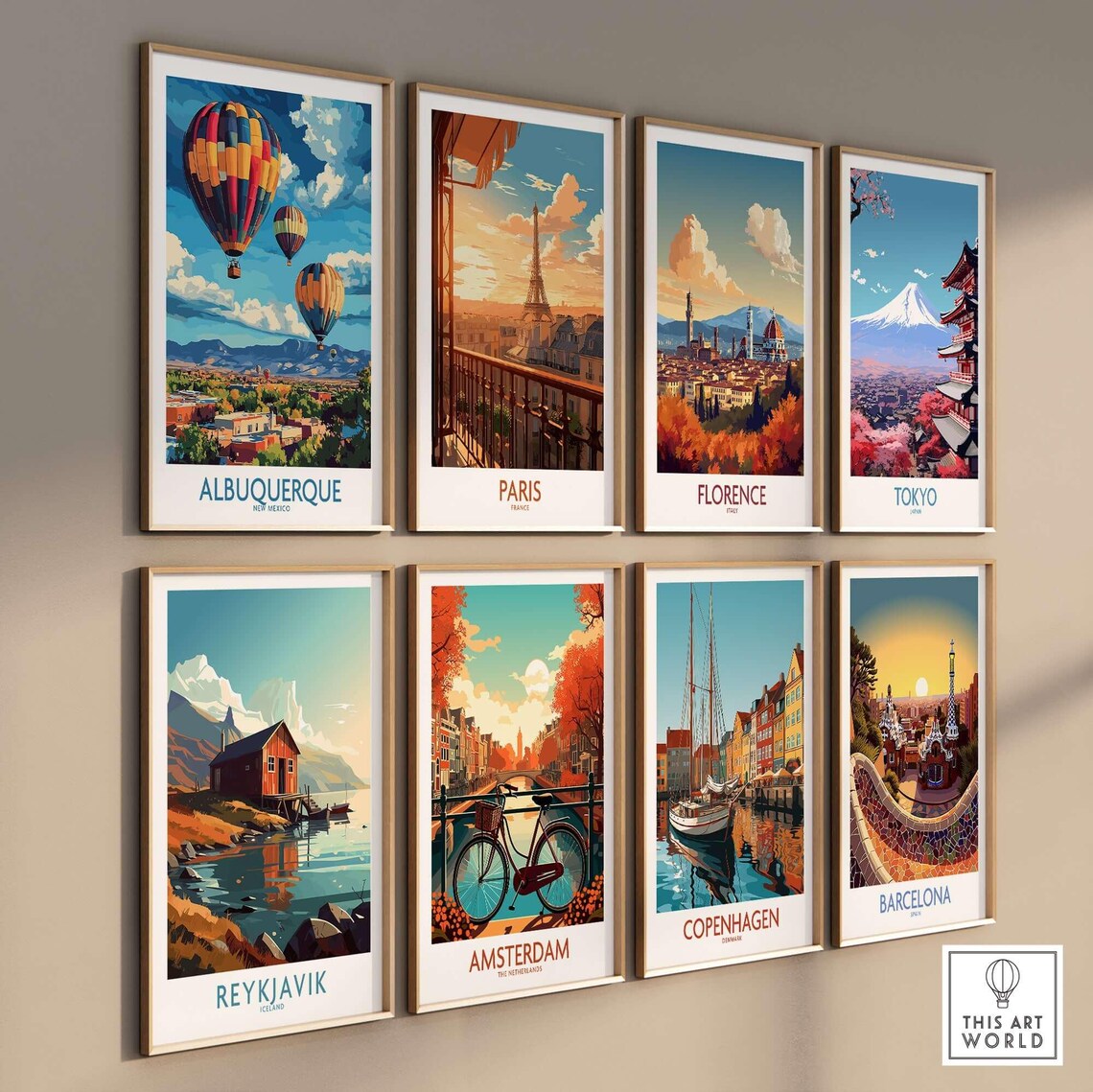 Albuquerque New Mexico Hot Air Balloons City Day View Travel Poster - Image 3