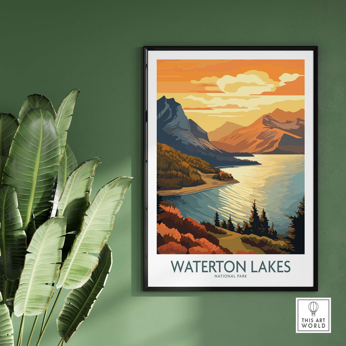 Waterton Lakes National Park Travel Poster, Wall Art - Image 2