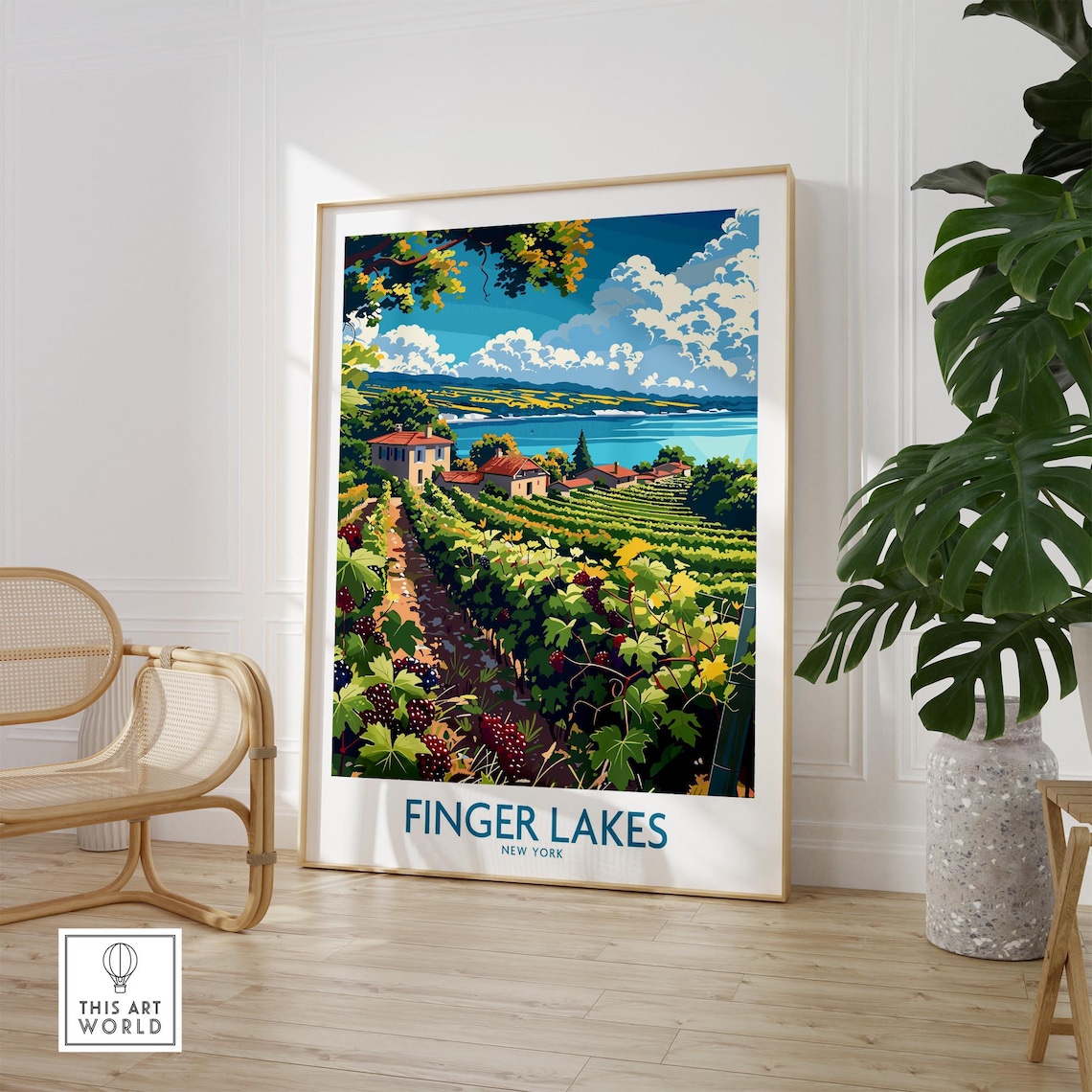 Finger Lakes New York Vineyard Grapes Close-Up Travel Poster - Image 2
