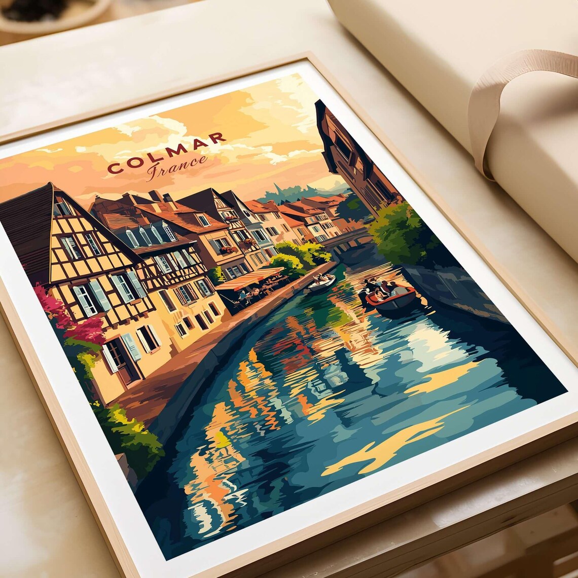 Colmar France Canal Half Timbered Houses Sunset Water Travel Poster - Image 4
