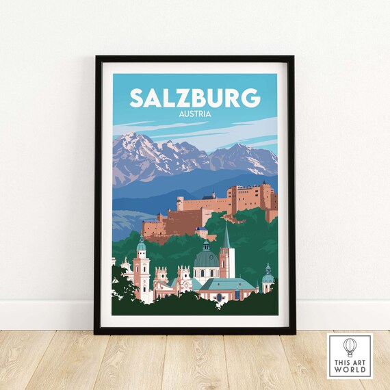 Salzburg Travel Poster, Austria Travel Poster Print