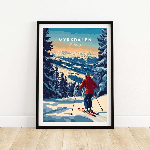 Myrkdalen Norway Ski Resort, Winter Sports Poster