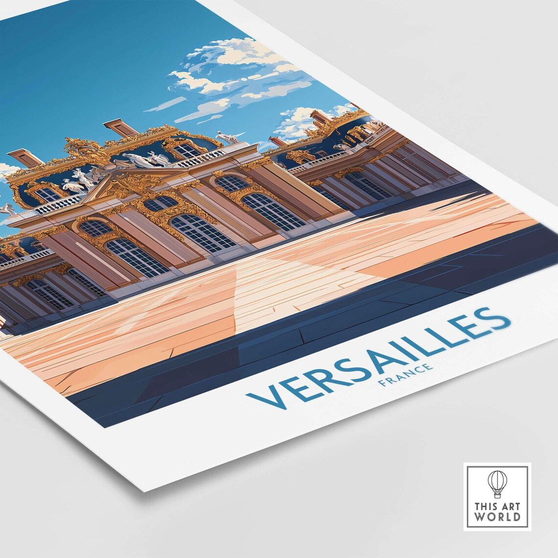 Versailles France Palace Courtyard Golden Statues Travel Poster - Image 4