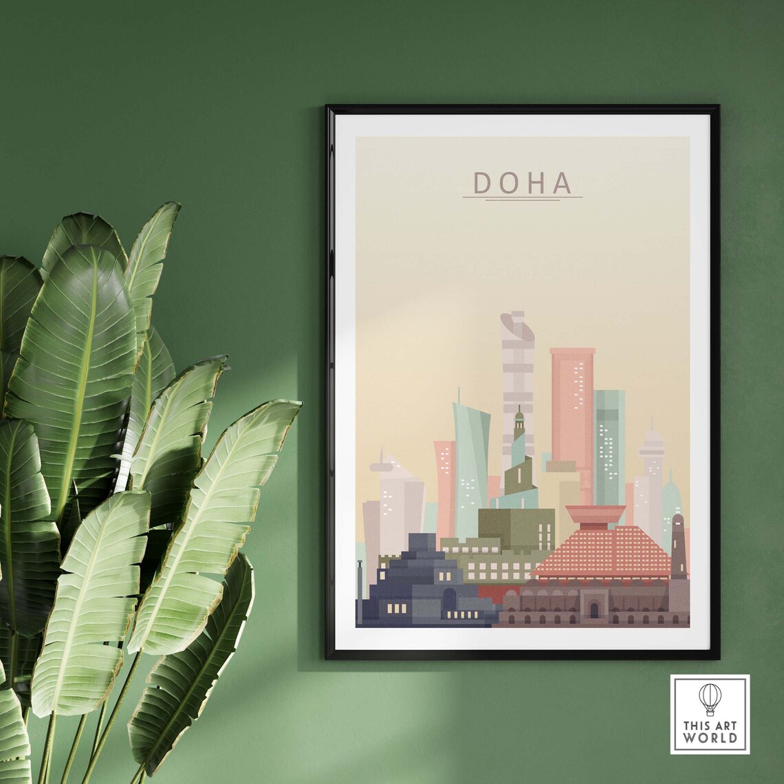 Doha City Skyline Travel Poster, Qatar Cityscape Art - Image 3
