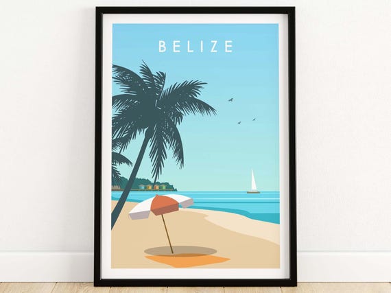 Belize Print Caribbean Wall Art Beach Poster Belize Gift