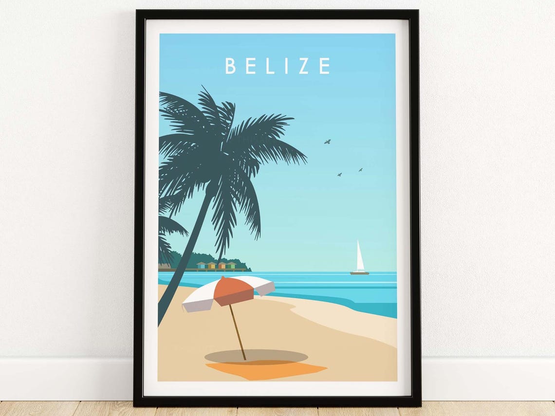 Belize Print Caribbean Wall Art Beach Poster Belize Gift
