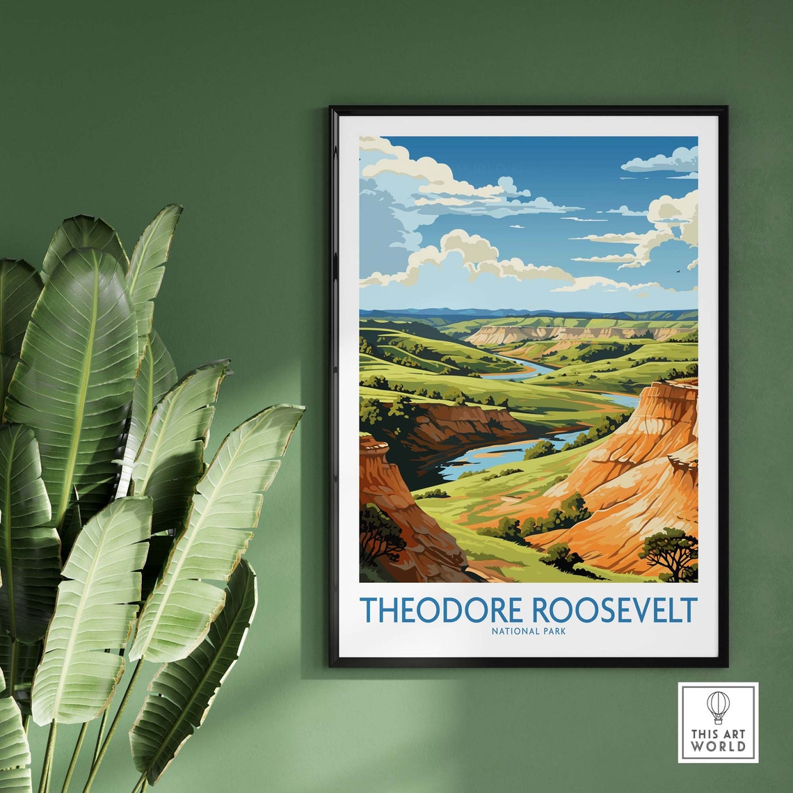 Theodore Roosevelt National Park Rolling Hills River Vista Poster - Image 2