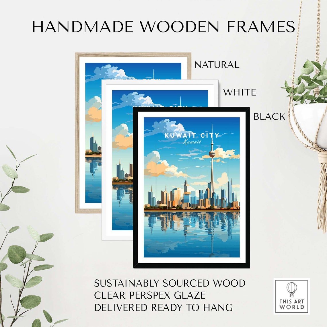 Kuwait City Kuwait Towers Modern Skyline Bay Reflection Art Poster - Image 4