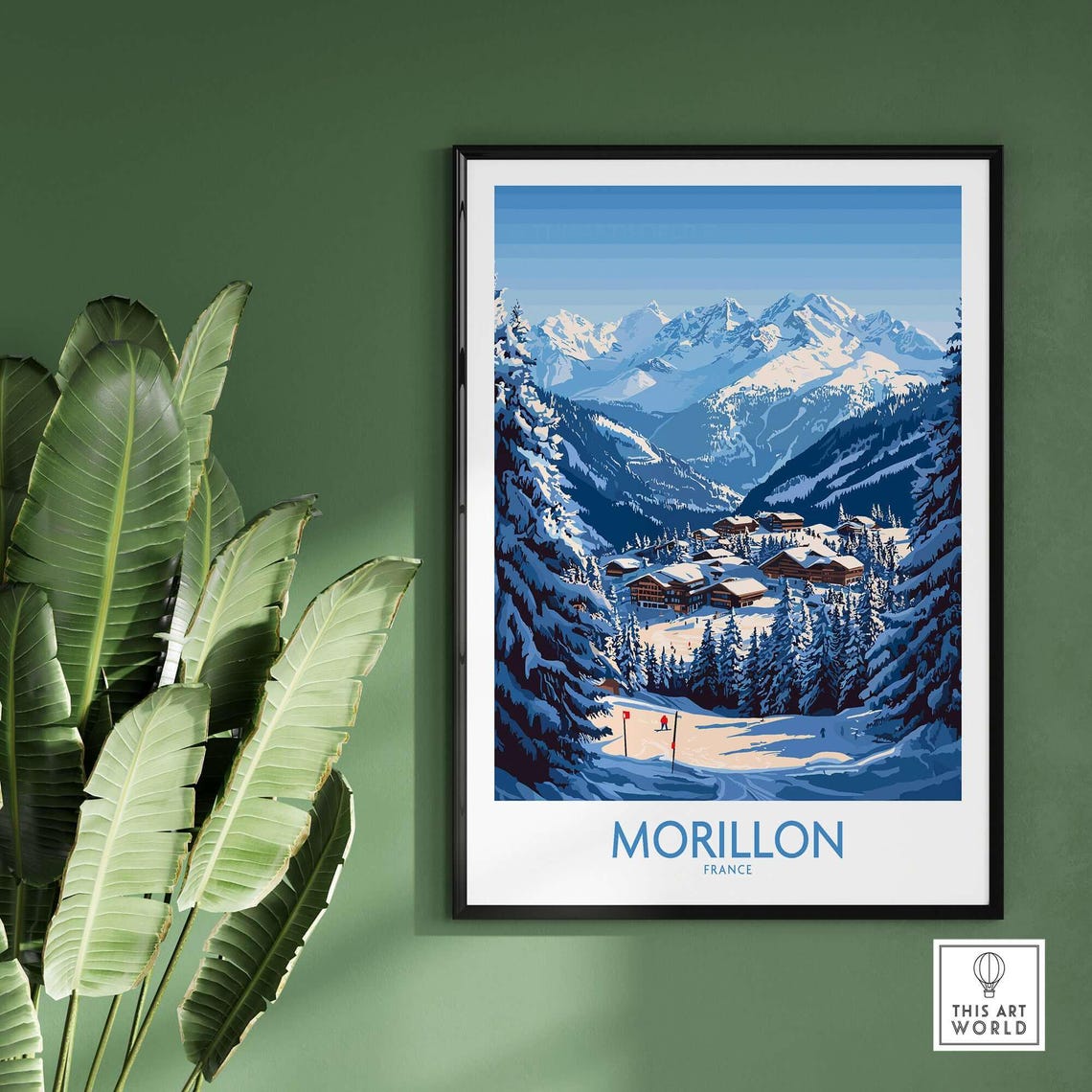 Morillon Ski Art Print, France Ski Lodge Decor - Image 2