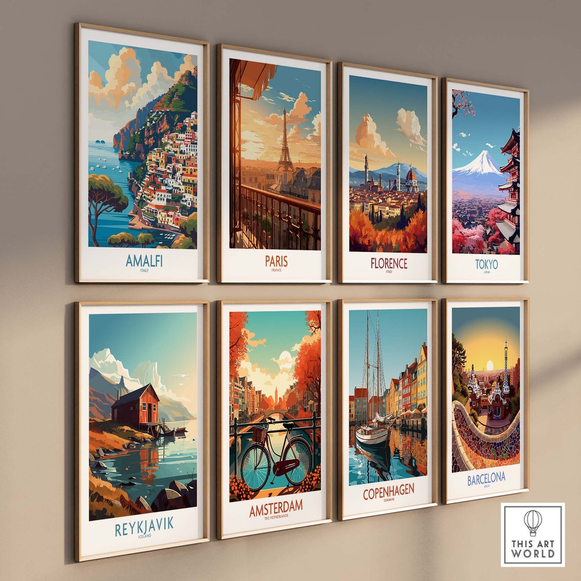 Amalfi Italy Pine Framed Cliff Coast Blue Sea View Travel Poster - Image 3