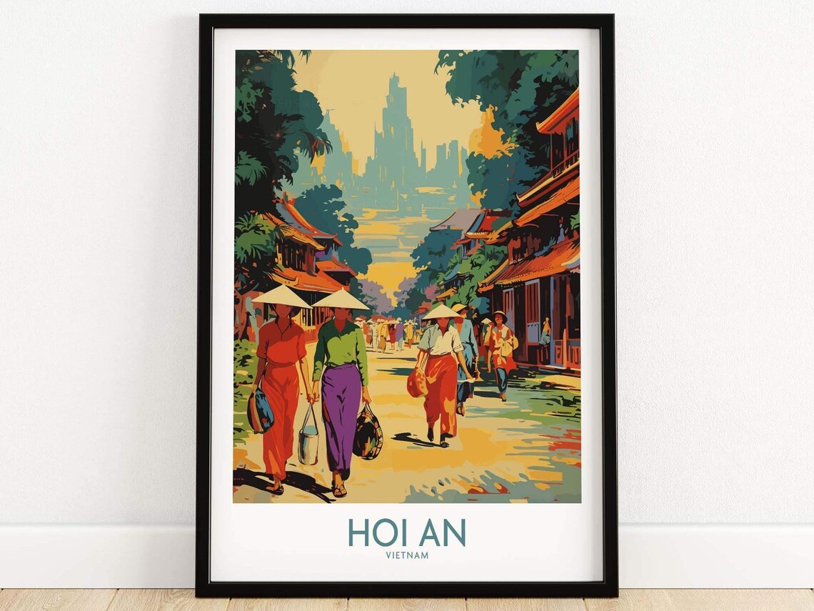 Hoi An Vietnam Lantern Lit Old Town Market Street Travel Poster