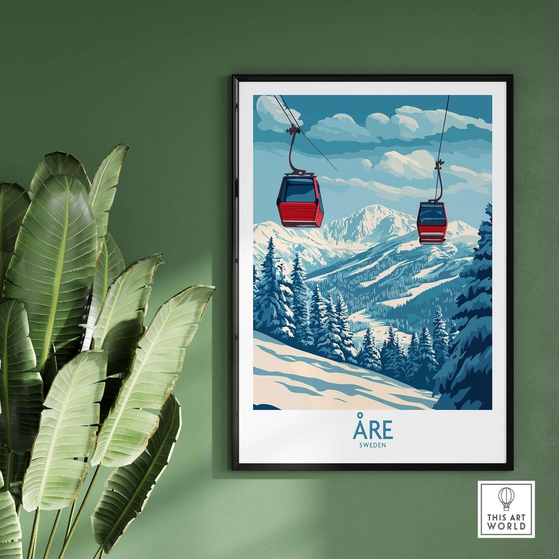 Ski Poster Re Sweden, Winter Sports Art Print - Image 2
