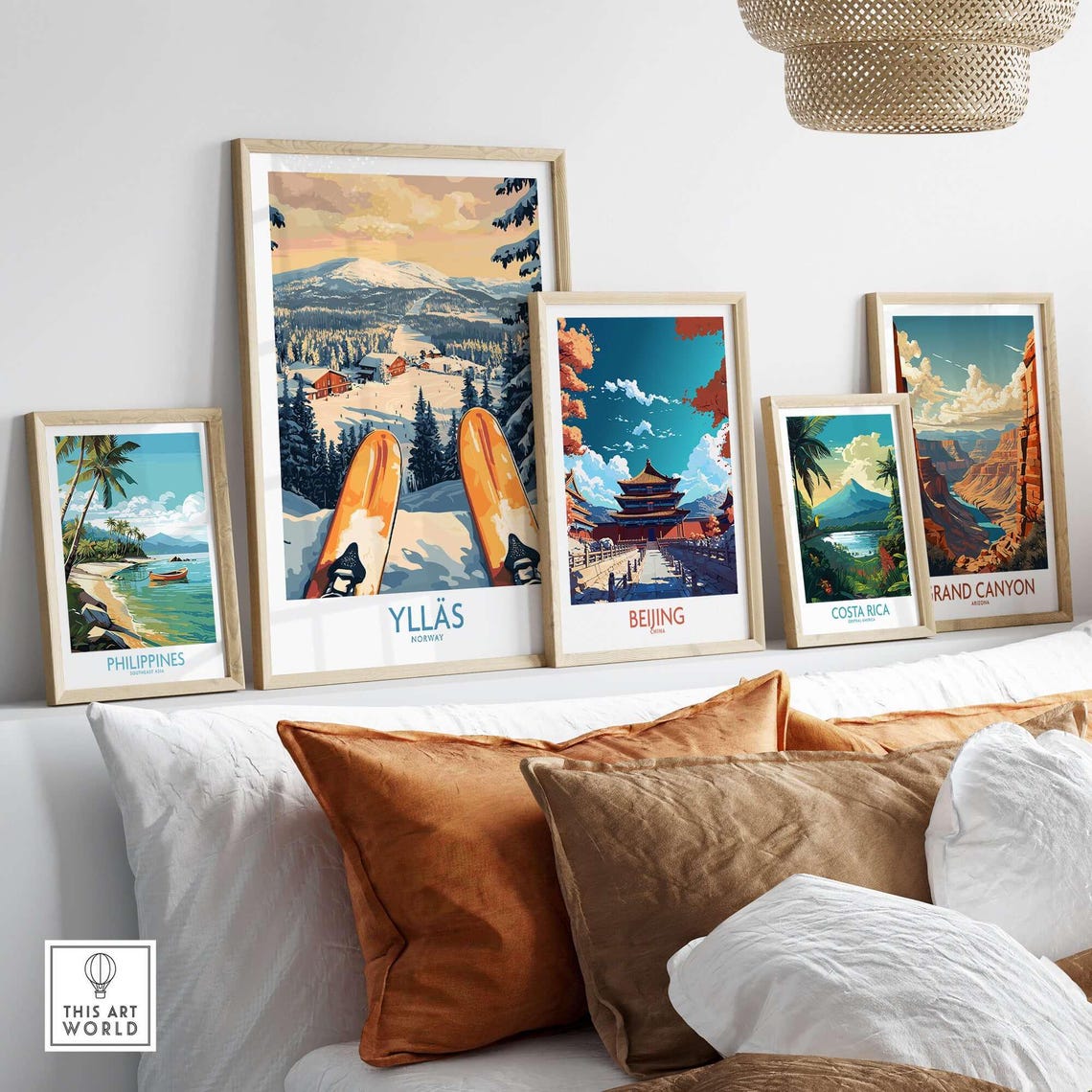 Norway Skiing Snowy Cabin Art Print - Image 3