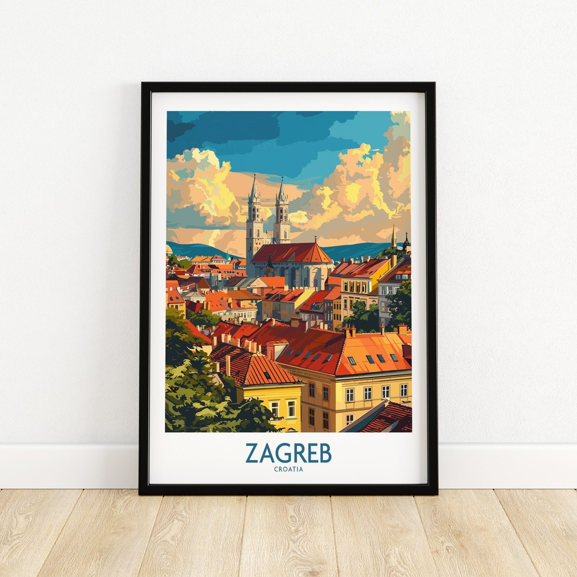 Zagreb Travel Poster, Croatia Art Print