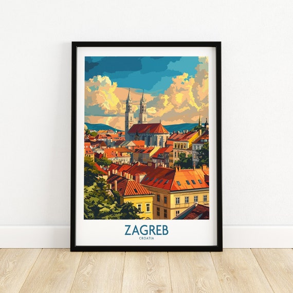 Zagreb Travel Poster, Croatia Art Print
