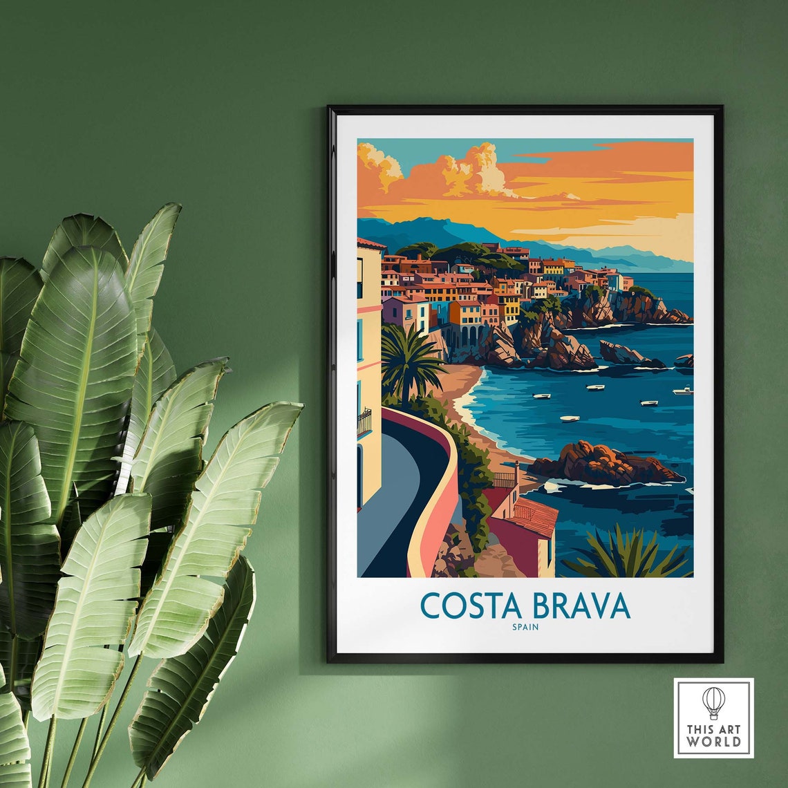 Costa Brava Spain Sunset Coastal Town Illustration Travel Poster - Image 2