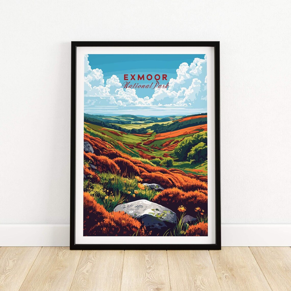 Exmoor National Park Art Print, Wall Decor Illustration