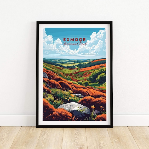 Exmoor National Park Art Print, Wall Decor Illustration